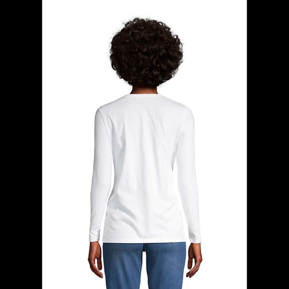 Lands End Relaxed Supima Cotton Long Sleeve V-Neck T-Shirt - Picture 2 of 3